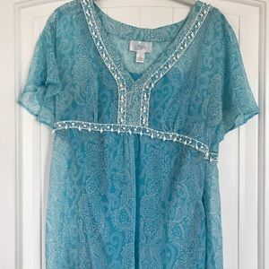 Loft light blue layered blouse